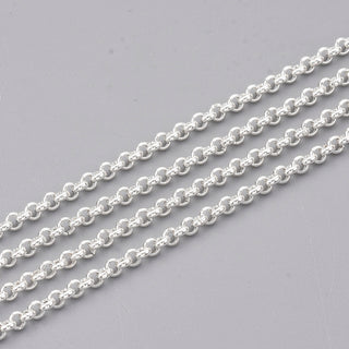 304 Stainless Steel Rolo Chains, Belcher Chain, Unwelded, Silver Color Plated, 2x1mm.  *Sold by the Foot