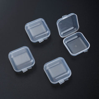 Plastic Bead Storage Containers, Rectangle, Clear, 4x3.45x1.8cm.  (Packed 10 Containers)