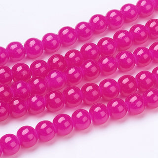 Jelly Magenta (round) (Glass Beads).  6mm  (approx 65 Beads)