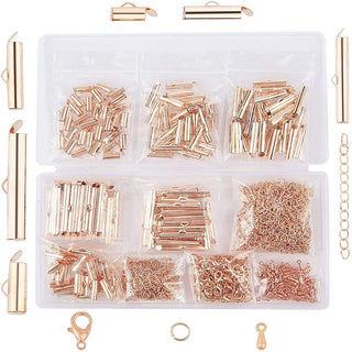 DIY Jewelry Kits, with Iron Slide On End Clasp Tubes & Chain Extender, Alloy Lobster Claw Clasps & Charms, Rose Gold