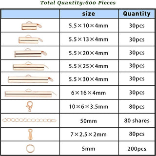 DIY Jewelry Kits, with Iron Slide On End Clasp Tubes & Chain Extender, Alloy Lobster Claw Clasps & Charms, Rose Gold