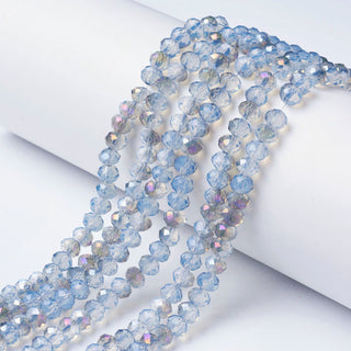 Crystal (Chinese) *Faceted Rondelle  (Half Purple Plated Lavender)   4 x 3mm.  Hole 0.4mm.  Approx 105 Beads