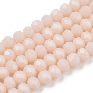 Opaque Solid Color Glass Beads Strands, Faceted, Rondelle, 2.5 x 1.5mm, Hole: 0.4mm, about 135~140pcs/strand, 26~27cm.  *See Color Options