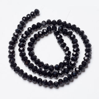 Opaque Solid Color Glass Beads Strands, Faceted, Rondelle, 2.5 x 1.5mm, Hole: 0.4mm, about 135~140pcs/strand, 26~27cm.  *See Color Options