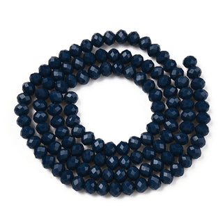 Faceted Glass Bead Strands, Steel Blue  3 x 2mm, Hole: 0.8mm; *Approx 130 Beads.
