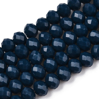 Crystal (Chinese) *Faceted Rondelle  (Dark Steel Blue)   4 x 3mm.   Approx 145 Beads on an 18" Strand.