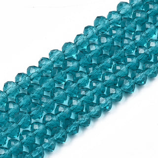 Electroplate Glass Beads Strands, Faceted, Rondelle, Dark Cyan Blue, 2.5x2mm, Hole: 0.4mm, about 135pcs/strand,