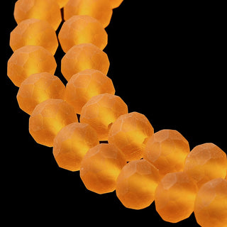 Transparent Glass Beads Strands, Faceted, Frosted, Rondelle, Orange, 6x4.5mm, Hole: 1.4mm, (Approx 40 Beads)