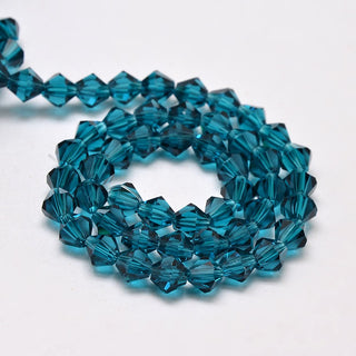 Transparent Electroplate Glass Beads Strands, Faceted, Bicone, Steel Blue , 3 mm, Hole: 0.7mm, about 145~150pcs/strand, 16.34~16.54 inch(41.5~42cm)