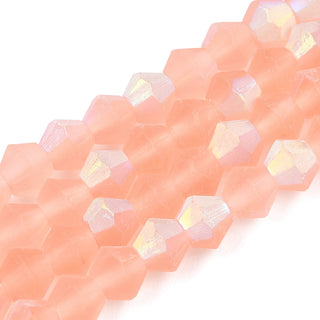(3MM).  Bicone.  Grade AA.  Frosted Glass with partial AB Finish.   Approx 110 Beads.  *See Color Options.