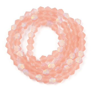 (3MM).  Bicone.  Grade AA.  Frosted Glass with partial AB Finish.   Approx 110 Beads.  *See Color Options.