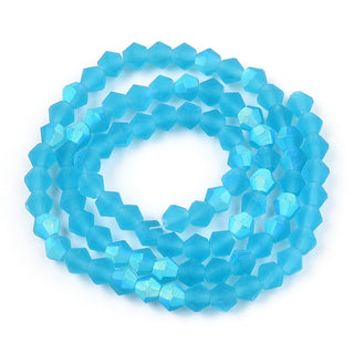 (3MM).  Bicone.  Grade AA.  Frosted Glass with partial AB Finish.   Approx 110 Beads.  *See Color Options.