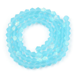 (3MM).  Bicone.  Grade AA.  Frosted Glass with partial AB Finish.   Approx 110 Beads.  *See Color Options.