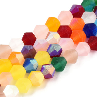 Crystal Bicone Frosted Glass Beads Strands, Grade AA, Faceted, Colorful, 3.5~3.8x3mm, Hole: 0.8mm, about 107~110pcs/strand, 32.5~34cm