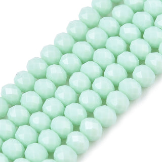 Opaque Glass Beads Strands, Faceted, Rondelle, 3.5~3.8mm, Hole: 1mm, about 113~115pcs/strand, 32.5~33cm.  See Color Options