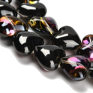 Electroplate Glass Beads Strands, Heart, Black, 12.2x15x8mm, Hole: 1mm. (10 beads).