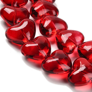 Electroplate Glass Beads Strands, Heart, RED, 12.2x15x8mm, Hole: 1mm. (10 beads).