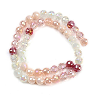 Electroplate Glass Beads Strands, Round, Faceted(32 Faceted), Colorful, about 8mm, Hole: 1.2mm. (Approx 45 Beads)