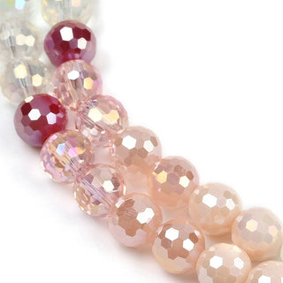 Electroplate Glass Beads Strands, Round, Faceted(32 Faceted), Colorful, about 8mm, Hole: 1.2mm. (Approx 45 Beads)