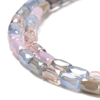 Electroplate Glass Beads Strands, Faceted, Column, Pearl Pink, 6~6.5x4mm, Hole: 0.8mm.  (Approx 40 Beads)