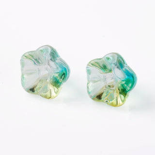 Electroplate Glass Beads, Trumpet Flower, Spring Green, 8.5x8x5.5mm, Hole: 1mm.