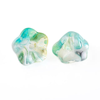 Electroplate Glass Beads, Trumpet Flower, Spring Green, 8.5x8x5.5mm, Hole: 1mm.