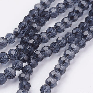 4mm Faceted Round Crystals * Prussian Blue  (approx 90 beads per 15" Strand)