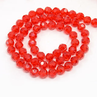 4mm Faceted (32 Facets), Round Crystals *Transparent RED (approx 90 beads per 15" Strand)