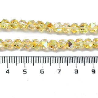 Electroplate Glass Beads, Half Plated, Faceted, Polygon, Gold, 6x6x5.5mm, Hole: 1.2mm.  (approx 45 beads)