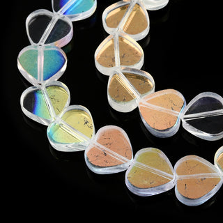 Transparent Electroplate Glass Beads Strands, Half Plated, Heart, Deep Sky Blue, 9.5x10.5x3mm, Hole: 0.8mm.  (Approx 30 Beads)