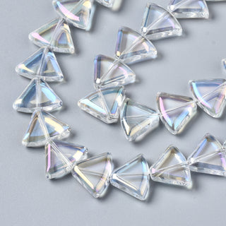 Electroplate Glass Beads Strands, AB Color, Triangle, Clear AB, 12x16x5mm, Hole: 1mm, about 50pcs/strand, 24.02 inch(61cm)