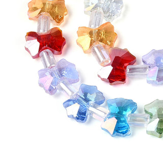 Electroplate Transparent Glass Beads Strands, Bow Tie, Faceted, Mixed Color, 7x10x3~4mm, Hole: 0.7~0.8mm.  (Approx 20 Bow Beads/ Strand)