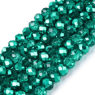 Crystal (Chinese) *Faceted Rondelle  (Transparent, Silver Plated, Half Plated, Dyed & Heated,)   4 x 3mm.  Hole 0.4mm.  Approx 105 Beads *See Color Options.