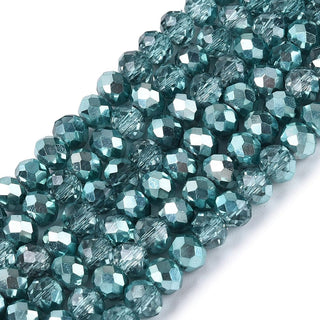 Crystal (Chinese) *Faceted Rondelle  (Transparent, Silver Plated, Half Plated, Dyed & Heated,)   4 x 3mm.  Hole 0.4mm.  Approx 105 Beads *See Color Options.
