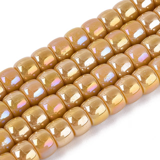 Electroplate Imitation Jade Glass Beads Strands, Barrel, AB Color Plated, 8~8.5x6~7mm, Hole: 0.8~1mm, about 54~62pcs/strand..*See Color Options.