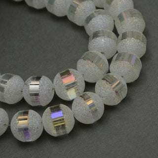 Glass (Electroplated) Frosted with AB Finish- 6mm *Soft Yellow  (approx 100 Beads)