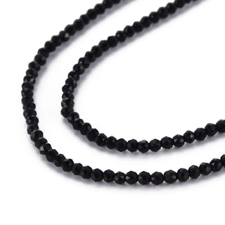 Glass Beads Strands, Faceted, Black , 2mm, Hole: 0.5mm.  Approx 195 Beads.