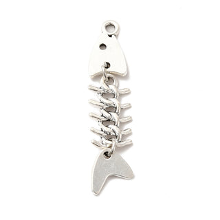Alloy Pendant/ Charm, Fishbone, Antique Silver, 48x12x3mm, Hole: 2mm.  Sold Individually