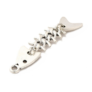 Alloy Pendant/ Charm, Fishbone, Antique Silver, 48x12x3mm, Hole: 2mm.  Sold Individually