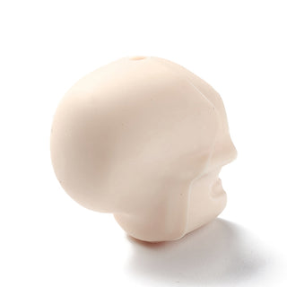 Halloween Silicone Focal Beads, Skull, Cornsilk, 21x16x20mm, Hole: 2.5mm.  (Packed 5 Beads)