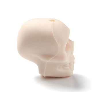 Halloween Silicone Focal Beads, Skull, Cornsilk, 21x16x20mm, Hole: 2.5mm.  (Packed 5 Beads)
