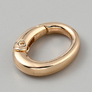 Alloy Spring Gate Rings, Oval, Light Gold, 19x15x4mm.  (Packed 5 Rings)
