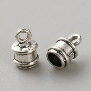 Tibetan Style Alloy Cord Ends, End Caps, Antique Silver, 9x5.5mm, Hole: 1.5mm. (Packed 10 Caps)