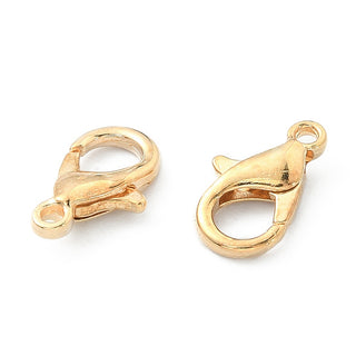 Zinc Alloy Lobster Claw Clasps, Parrot Trigger Clasps, Cadmium Free & Lead Free, Jewelry Making Findings, Light Gold, 12x6mm, Hole: 1.2mm (Packed 30 Clasps).