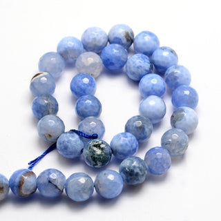 Agate *Faceted. Fire Crackle Agate.  Gorgeous Black- Blue/ White (15.5" strand).  See size Options