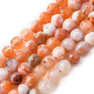 Agate *Faceted. Fire Crackle Agate.  Fabulous Soft Oranges & Cream. (16" strand).  6mm.  Approx 56 Beads.