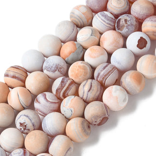Natural Fire Crackle Agate Beads Strands, Semi-frosted, Round, Light Salmon, 10mm, Hole: 1mm, about 38pcs/strand, 14.76''(37.5cm)