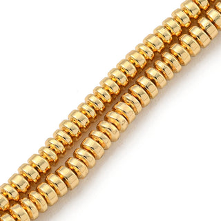 Electroplated Non-Magnetic Hematite Beads Strands, Disc, Heishi Beads, Light Gold Plated, 2.5x1mm, Hole: 0.6mm, about 337pcs/strand, 16.06''(40.8cm)