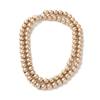 Electroplated  Magnetic Hematite Beads Strands, Round, Light Gold Plated, 5mm, Hole: 1mm, about 84pcs/strand, 15.75''(40cm)
