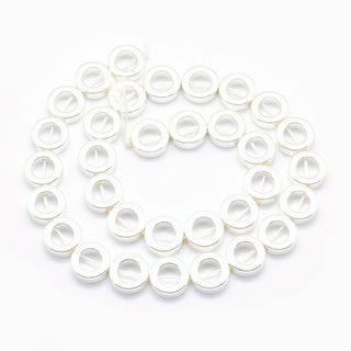 Electroplate Non-magnetic Hematite Beads Strands, Grade AA, Long-Lasting Plated, Donut, Silver Plated, 12x4mm